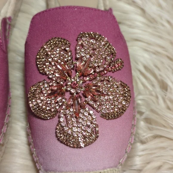 Jeweled Floral sunset Ombre Espadrille Slides mules size 5.5 M - Picture 3 of 10